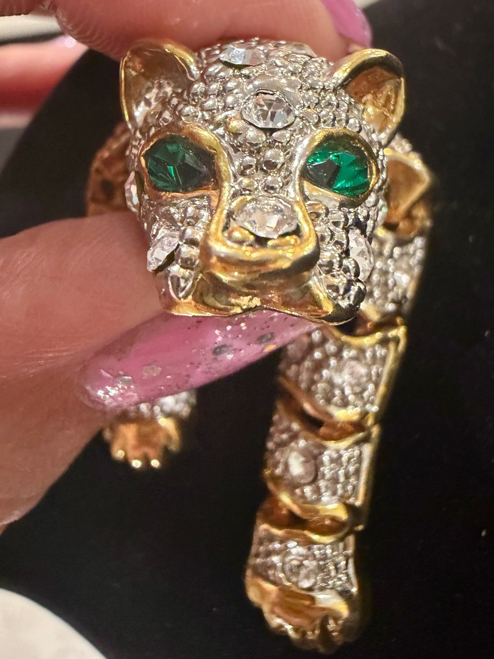 RARE Vintage D'Orlan Boucher Panther Shoulder Brooch 22k GP Pave Rhinestone
